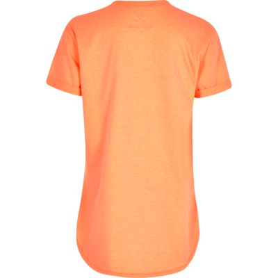 Boys fluro orange curved hem T-shirt